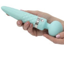 Вибромассажер 2-в-1 PILLOW TALK - Sultry Teal, классический массажер и вибратор с ротацией, подогрев