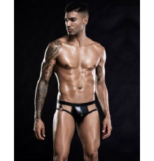 Лаковые мужские трусы с открытой попкой, One Size Black