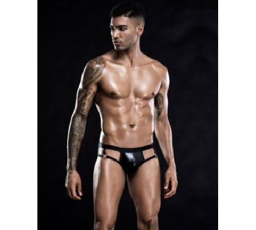 Лаковые мужские трусы с открытой попкой, One Size Black