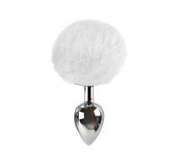 Металева анальна пробка L з білим хвостиком