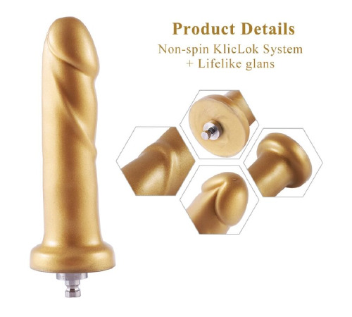 Золотой фаллоимитатор Hismith 6.8″ Golden Silicone Dildo, система KlicLok