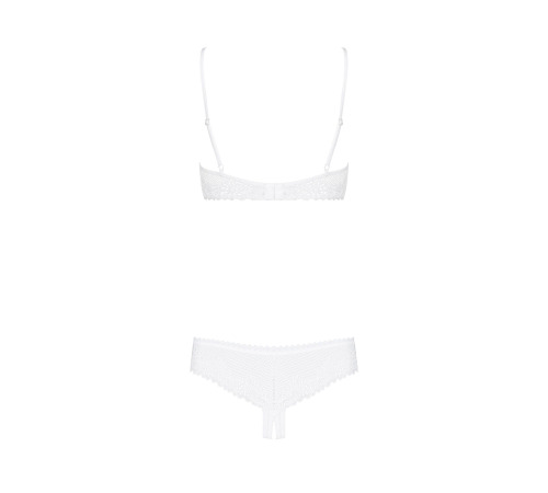 Эротический комплект с бюстгальтером-получашкой Obsessive Alabastra S/M, белый, трусики с доступом