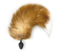 Силиконовая анальная пробка с хвостом из натурального меха Art of Sex size M Red fox