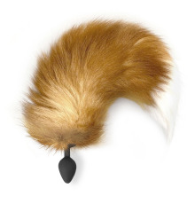 Силиконовая анальная пробка с хвостом из натурального меха Art of Sex size M Red fox