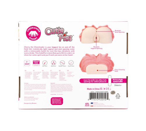 Мастурбатор-вагина и попка CutiePies, Cheerleader Cherry, Vagina & Ass Masturbator, глубина 17,8 см