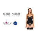Корсет с пажами FLORIS CORSET black L/XL - Passion Exclusive, трусики