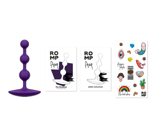 Анальные бусы Romp Amp Dark Purple, силикон, макс. диаметр 2,6 см