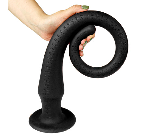 Силіконова анальна пробка довга, чорна, 60 см