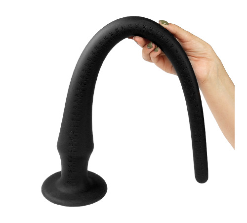 Силіконова анальна пробка довга, чорна, 60 см