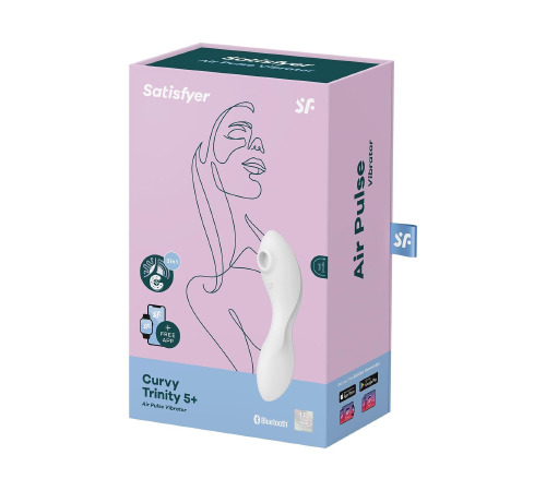 Вакуумный смарт-стимулятор с вибрацией Satisfyer Curvy Trinity 5 (White), управление со смартфона
