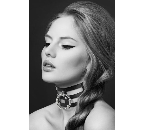 Чокер тройной с кольцом для поводка Bijoux Pour Toi - FETISH, экокожа