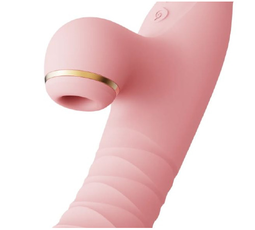Вібратор з ротацією та вакуумною стимуляцією ZALO ROSE RABBIT PINK
