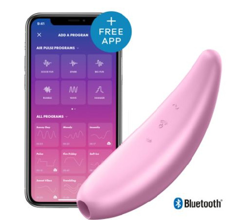 Мощный вакуумный клиторальный стимулятор Satisfyer Curvy 3+ с управлением через интернет