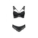 Комплект из эко-кожи с кружевом: бра и трусики Loona Set black S/M - Passion