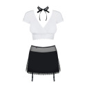 Еротичний костюм секретарки Obsessive Secretary suit 5pcs black S/M, чорно-білий, топ, спідниця, стр