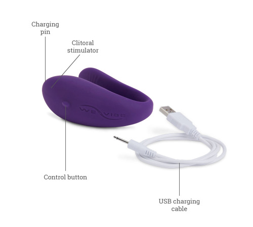 Недорогой вибратор для пар We-Vibe Unite Purple, однокнопочный пульт ДУ