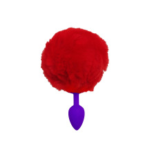 Силіконова анальна пробка S Бузкова з Червоним хвостиком