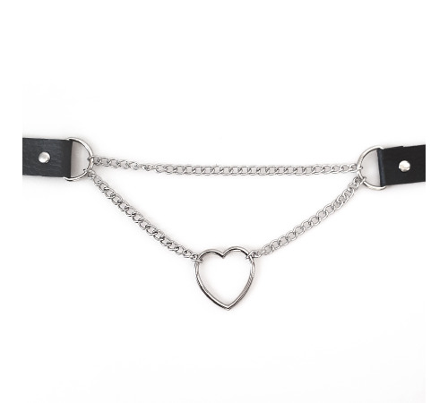 Чокер на шею Сердце Art of Sex - Paris, из натуральной кожи, Черный