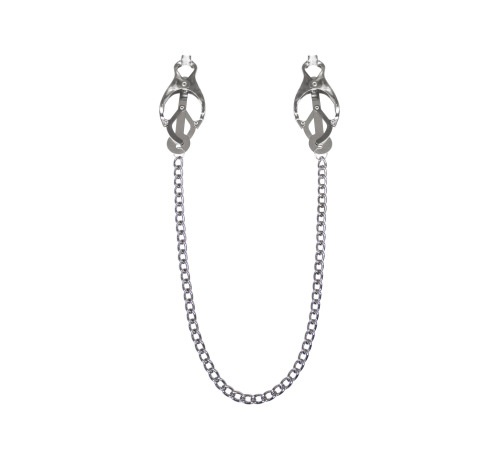 Затискачі для сосків з ланцюжком Nedlyaskuki - Clover nipple clamps, срібло / білий