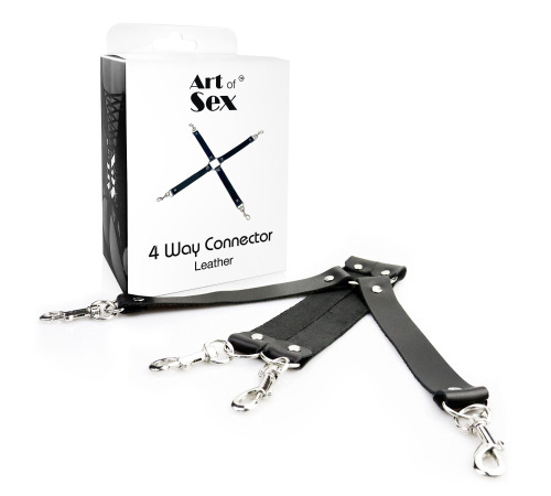 Крестовина из натуральной кожи Art of Sex - 4 Way Connector, Черный