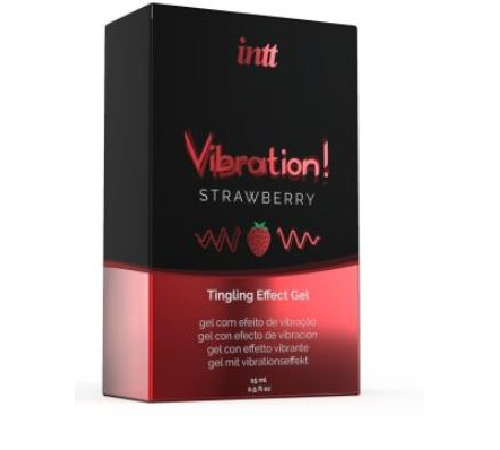 Жидкий вибратор Intt Vibration Strawberry (15 мл), густой гель, очень вкусный, действует до 30 минут