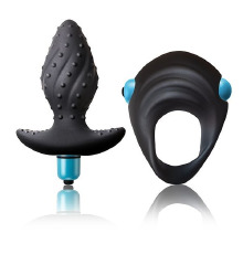 Вибронабор Rock off Men-X IBEX: анальная вибропробка и эрекционное виброкольцо 