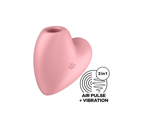 Вакуумный стимулятор-сердечко с вибрацией Satisfyer Cutie Heart Light Red