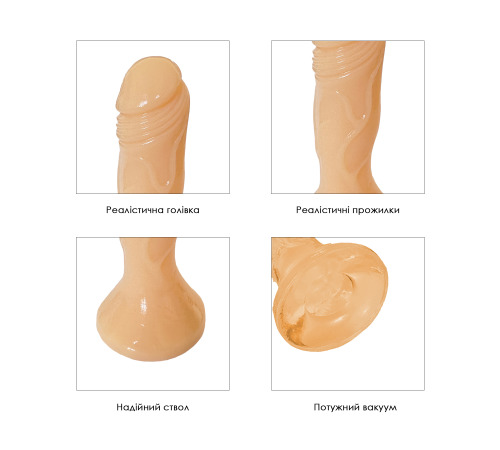 Гелевий фалоімітатор Adam, довжина 12,3 см, ширина 3 см, колір тілесний