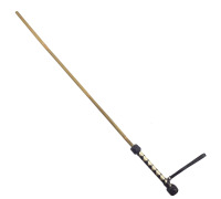 Тростина бамбукова 75 см, рукоятка натуральна шкіра, чорно-золота