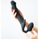 Безремінний страпон з вібрацією Strap-On-Me Vibrating Black L, діаметр 3,7см, пульт ДК, регульований