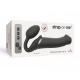 Безремінний страпон з вібрацією Strap-On-Me Vibrating Black L, діаметр 3,7см, пульт ДК, регульований