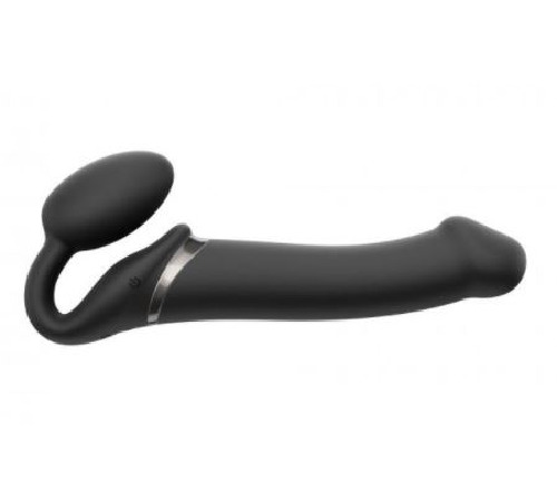 Безремінний страпон з вібрацією Strap-On-Me Vibrating Black L, діаметр 3,7см, пульт ДК, регульований
