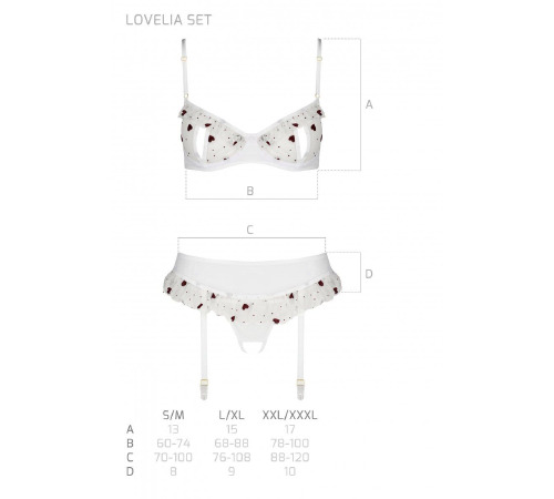 Сексуальний комплект з поясом для панчіх LOVELIA SET white XXL/XXXL - Passion