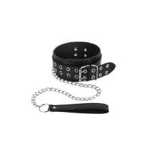 Ошейник широкий с поводком Fetish Tentation Eyalets and Leash