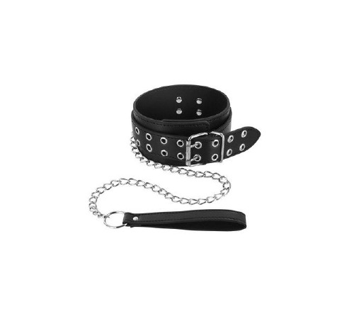 Ошейник широкий с поводком Fetish Tentation Eyalets and Leash