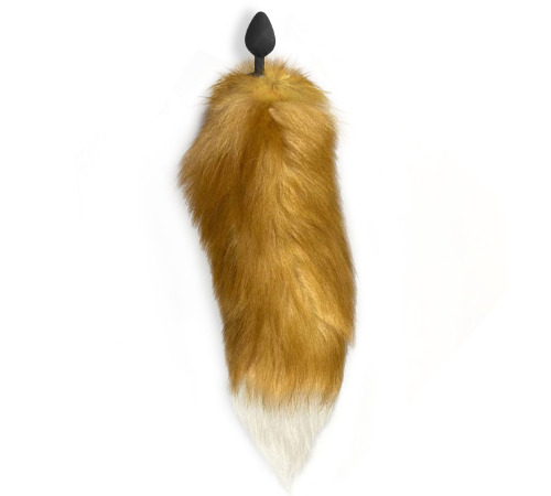 Силиконовая анальная пробка с хвостом из натурального меха Art of Sex size M Red fox