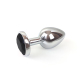 Металева анальна пробка L з Чорним кристалом, довжина 9см, діаметр 4см