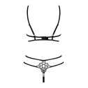 Эротический комплект из стреп Obsessive Badossa 2-pcs set S/M, черный, с доступом, бюстгальтер, стри
