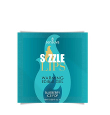 Пробник масажного гелю Sensuva — Sizzle Lips Blueberry Ice Pop (6 мл), без цукру, їстівний