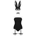 Эротический костюм кролика Obsessive Bunny costume L/XL, black, боди, чокер, гартеры, чулки, маска