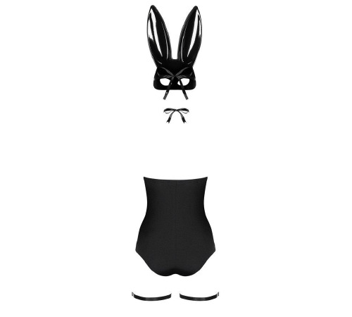 Еротичний костюм кролика Obsessive Bunny costume L/XL, black, боді, чокер, гартери, панчохи, маска