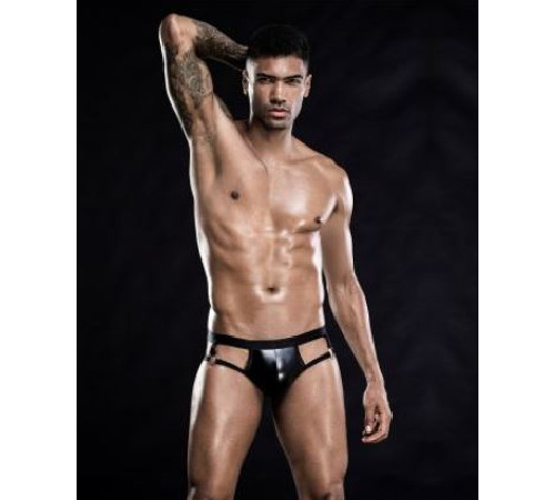 Лаковые мужские трусы с открытой попкой, One Size Black