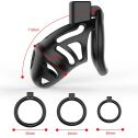 Клетка для пениса LOCKINK SEVANDA Plastic Penis Chastity Cage, черная, 3 кольца разных размеров
