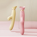 Вибратор с ротацией и вакуумной стимуляцией ZALO ROSE RABBIT PINK