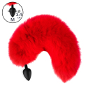 Силиконовая анальная пробка с Красным шикарным хвостом, размер М
