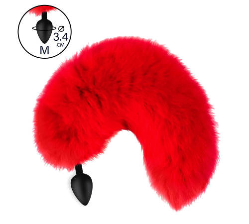Силіконова анальна пробка з Червоним шикарним хвостом, розмір М