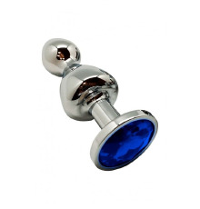 Металева анальна пробка Wooomy Lollypop Double Ball Metal Plug Blue L діаметр 3,5, довжина 10,5см