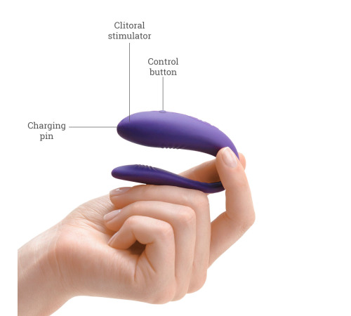 Недорогой вибратор для пар We-Vibe Unite Purple, однокнопочный пульт ДУ