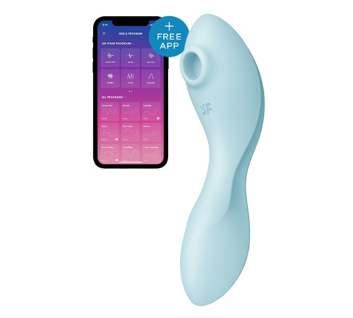 Вакуумный смарт-стимулятор с вибрацией Satisfyer Curvy Trinity 5 (Blue), управление со смартфона