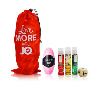 Набір для двох «Соковитий фрукт»: 3 смакові мастила System JO, яйце-мастурбатор, кубик із позами